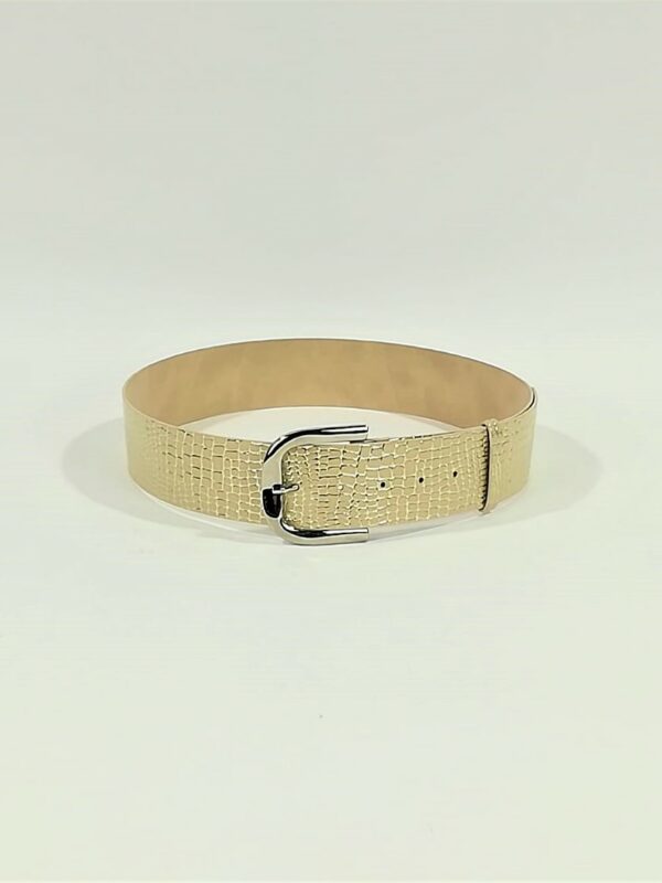 Curea piele sintetica bej print croco Poros