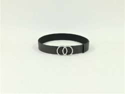 Curea piele sintetica gri mat cu catarama metalica argintie 4cm