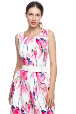 Curea piele sintetica alba cu catarama imbracata rotunda de 5 cm