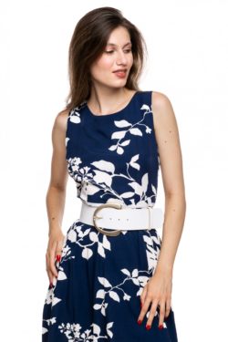 Curea piele naturala alba si catarama aurie mata