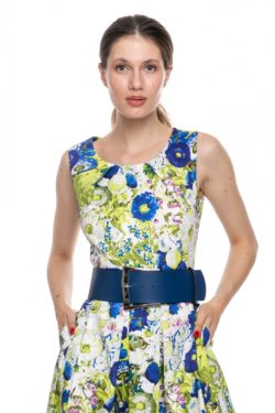 Curea piele naturala albastra 7 cm