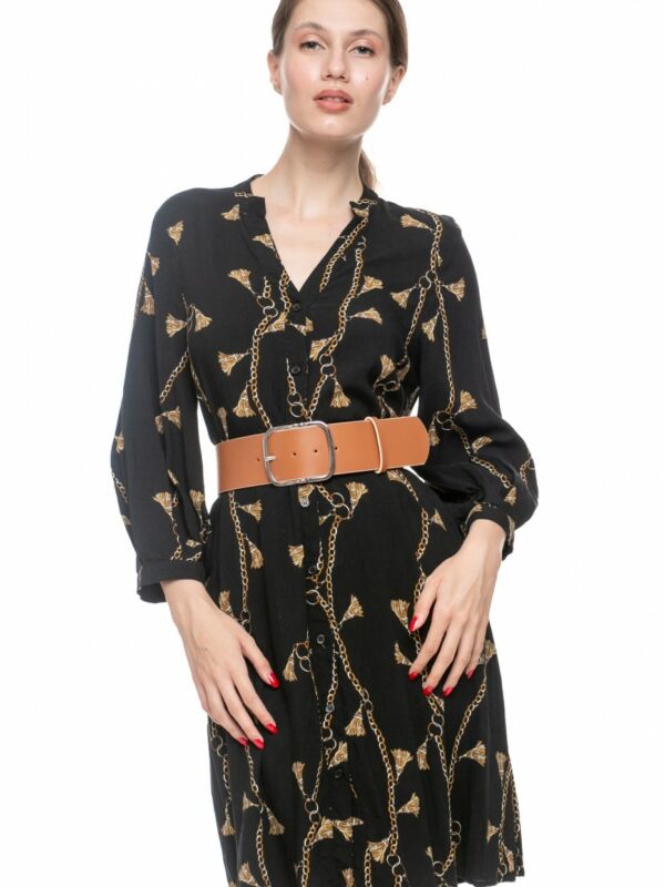 Curea piele naturala camel si catarma nichel 6 cm