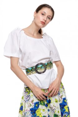 Curea Mabotex piele naturala print sarpe verde Green Dream