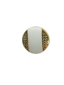 Set 20 nasturi nylon cu picior auriu/alb Mabo L.24 1.5 cm