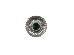 Set 6 nasturi metalici bijuterie cu picior si stras verde Mabo L.36 2.2 cm
