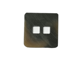 Set 10 nasturi din poliester patrat cu doua gauri  maron melanj Mabo 3 cm