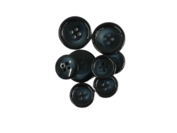 Set 120 nasturi poliester imitatie corn bleumarin Mabo L.32 2cm L.24 1.5 cm