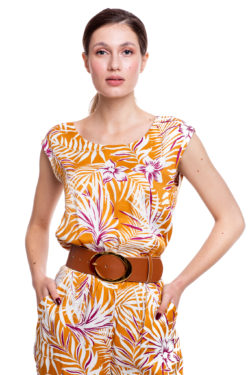 Curea camel cu catarama ovala aurie 6 cm