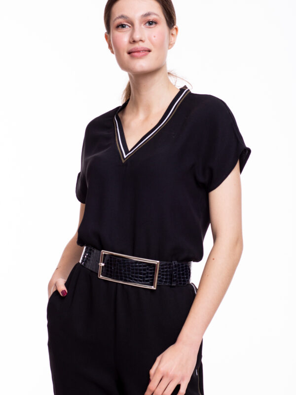 Curea piele neagra croco si catarama argintie 5 cm