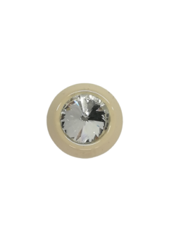 Set de 10 nasturi metalici bijuterie baza email bej+cristal Mabo L.40 2.5 cm