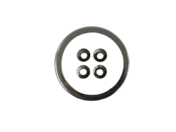 Set 10 nasturi poliester finisaj alb perlat mat/nichel Mabo L.44 2.8 cm