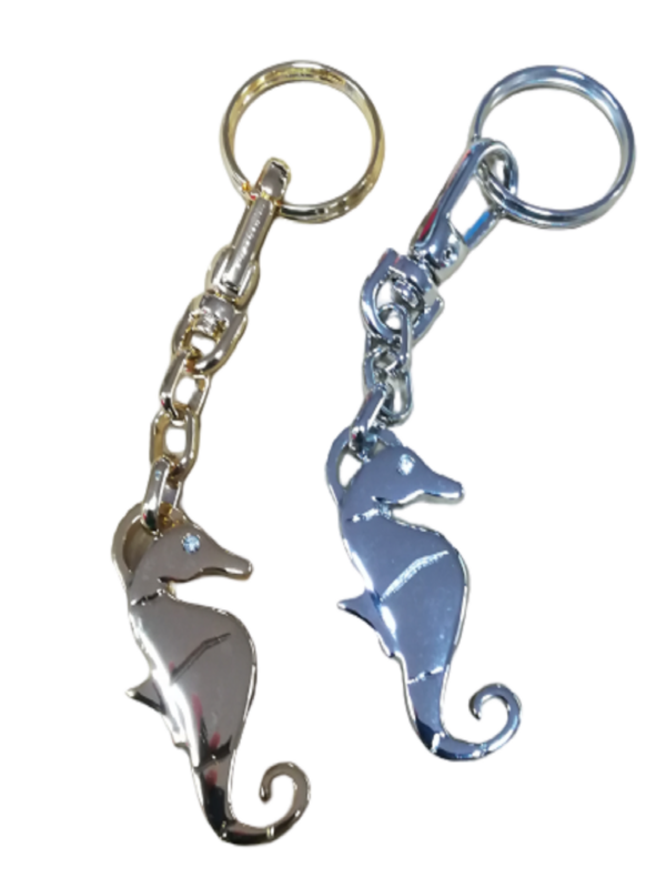 Set 2 brelocuri metalice cu stras fashion gold/silver calut de mare