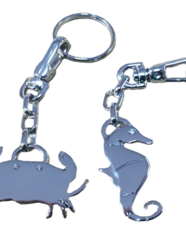 Set 2 brelocuri metalice silver cu stras fashion calut de mare /crab