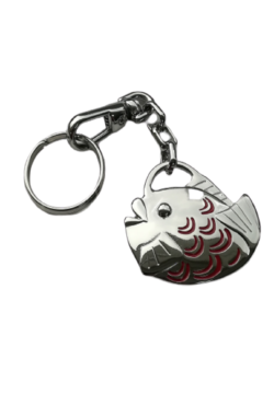 Breloc metalic fashion cu emailare argintiu/ rosu pestisor