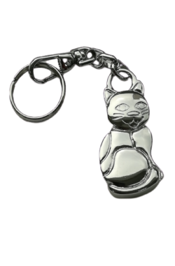 Breloc metalic fashion argintiu pisica