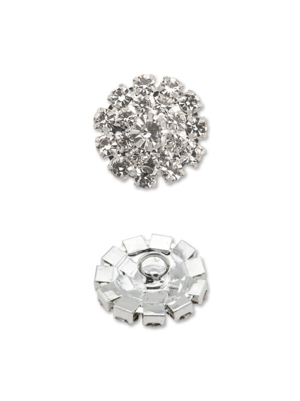 Set 10 nasturi metalici bijuterie cu cristale transparente  MABO 1.9 cm