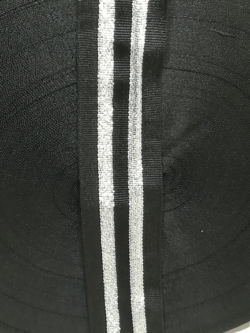 Rola 50 metri banda decorativa neagra/argintie Mabo 4.5 cm