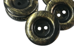 Set 10 nasturi din nylon cu doua gauri finisaj auriu invechit Mabo 3 cm