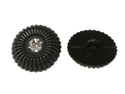 Set 6 nasturi metalici cu picior si strass, negri ,Mabotex 2.2cm