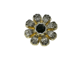 Set 6 bucati nasturi metalici cu picior aurii si strass negru Mabotex 2.5cm