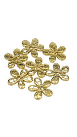 Set 12 nasturi din nylon floare cu doua gauri aurii Mabo 3.8 cm