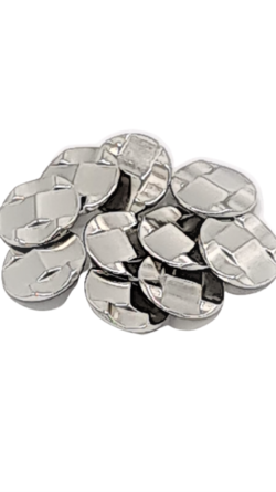 Set 20 nasturi metalici cu picior argintii si fatetati Mabo L.36 2.2 cm