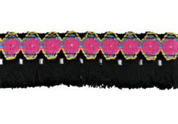 Banda bumbac cu franjuri ornamentala neagra Mabotex 6 metri