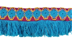 Banda bumbac cu franjuri ornamentala albastra Mabotex 6 metri
