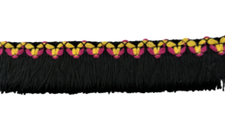 Rola 20 metri banda bumbac cu franjuri neagra Mabotex 3.5 cm