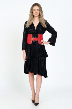 Brau piele naturala rosie print sarpe Evita