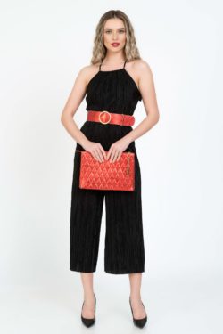 Lady M plic piele naturala rosu metalizat