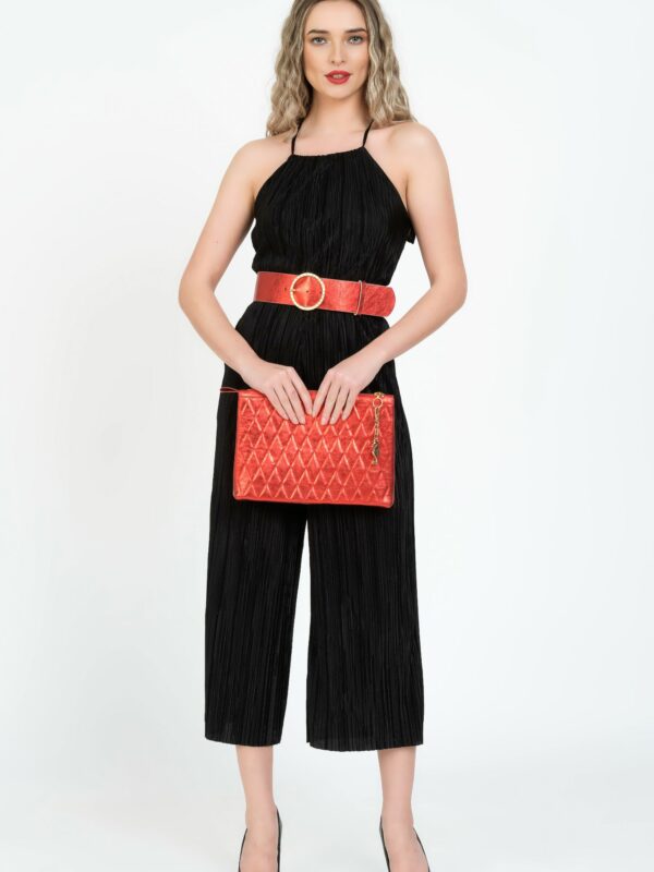 Lady M plic piele naturala rosu metalizat