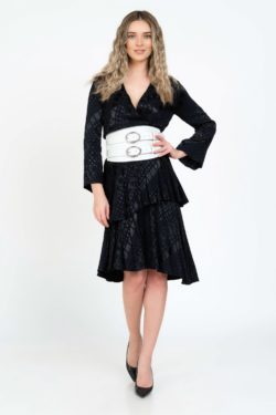 Brau piele naturala alba print croco Panna