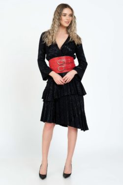 Brau piele naturala rosie print sarpe Red Addiction