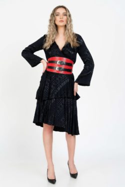 Brau piele naturala rosie print sarpe Lady in Red