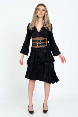 Brau piele naturala camel si negru Ona