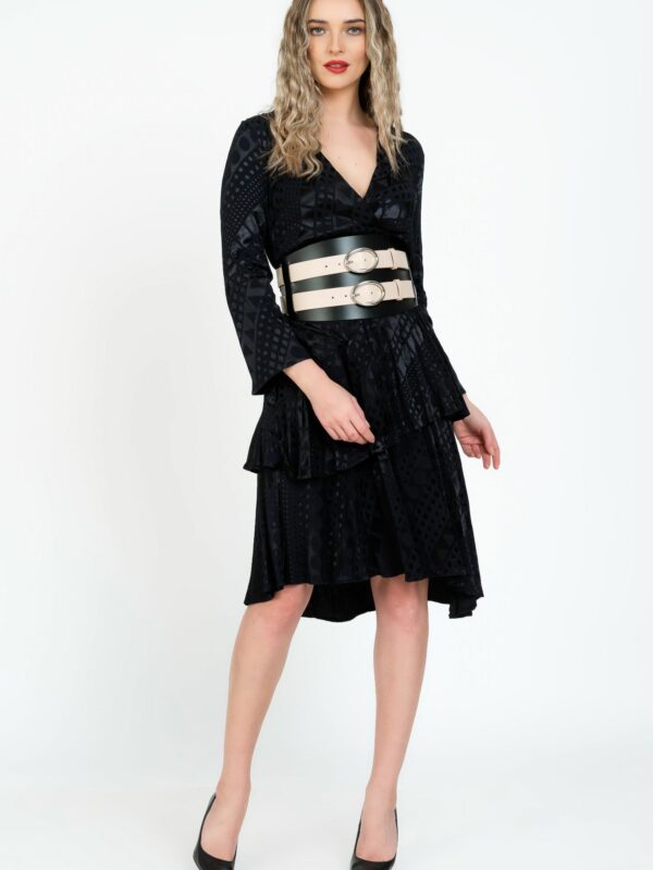 Brau dama piele naturala neagra cu bej Pretty Woman