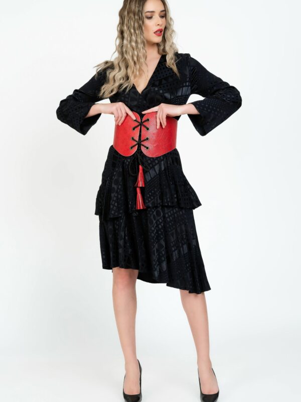 Brau piele naturala rosie print sarpe La Passione