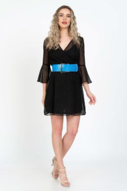 Curea dama din piele naturala albastra Betina