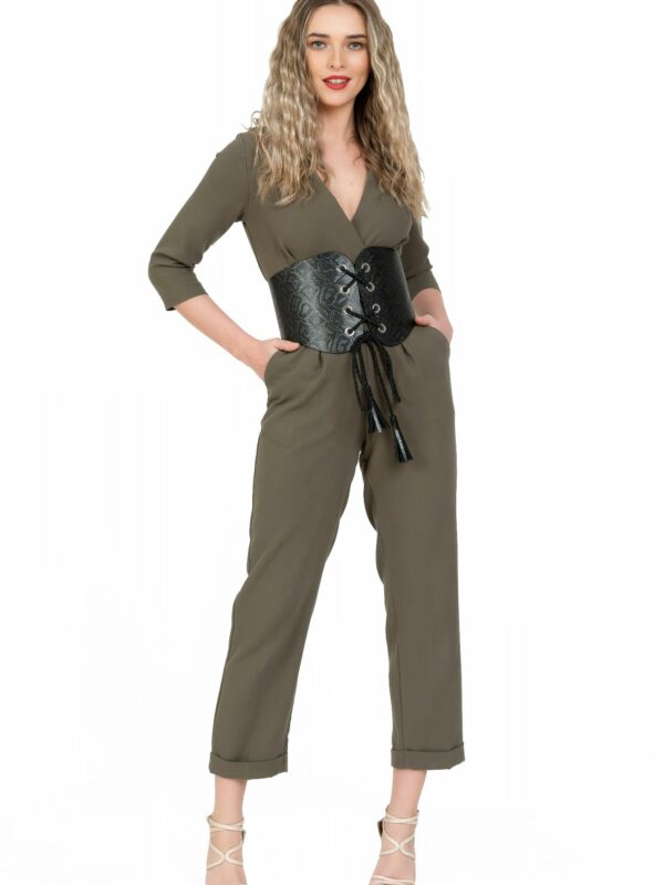 Brau din piele naturala neagra print snake Enia