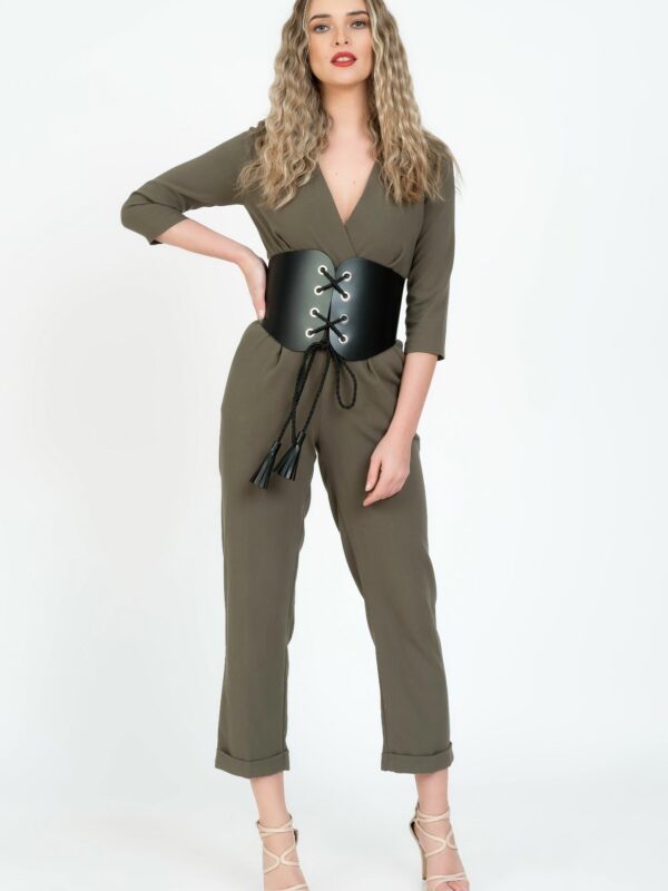 Brau piele naturala neagra lucioasa Elegancy
