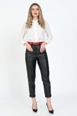 Curea piele naturala rosie print sarpe Red Flame