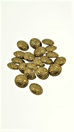 Set 10 nasturi metalici cu piciorus in finisaj auriu invechit L.44 (28mm)