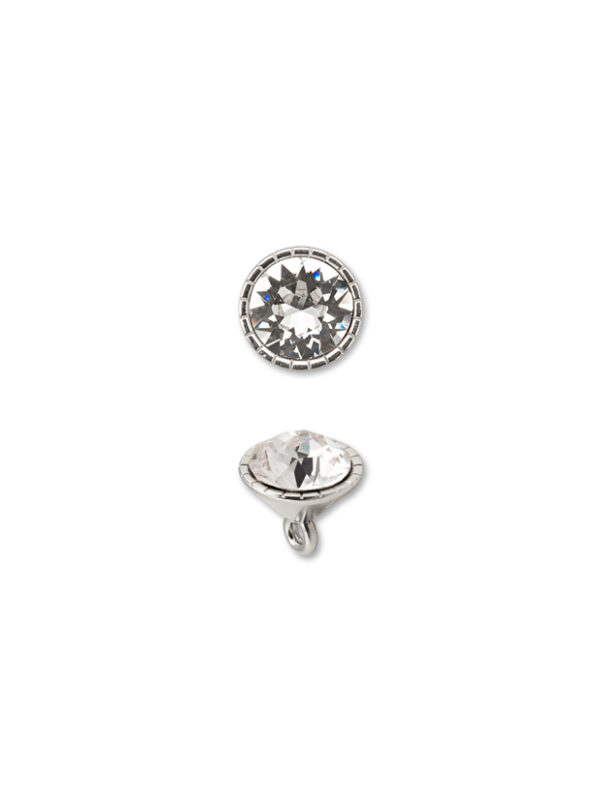 Set 10 bucati nasturi bijuterie argintii cu cristal transparent L.18 (1.1 cm)