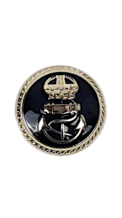 Set 10 nasturi metalici cu picorus in culoarea auriu pal model ancora si emailare navy L.40 (2.5 cm)
