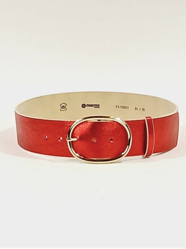 Curea rosie metalizat 5.5cm