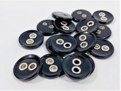 Nasturi poliester negri cu ocheti argintii 2.5cm