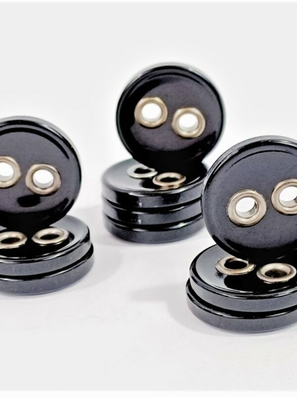 Nasturi poliester negri cu ocheti gun-metal 2.5cm