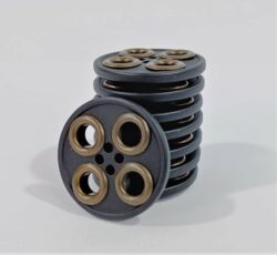 Set 6 nasturi poliester mov cu ocheti 3.4cm