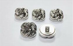 Set 12 nasturi nylon argintii 22mm